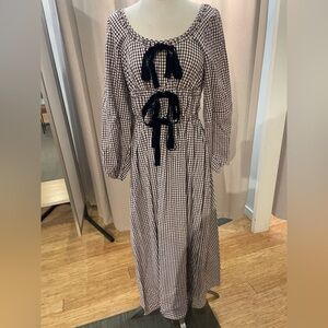 Brown and White Gingham Dress